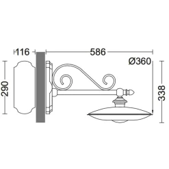 LED-Außenwandleuchte mit IP 65 und Zierarm