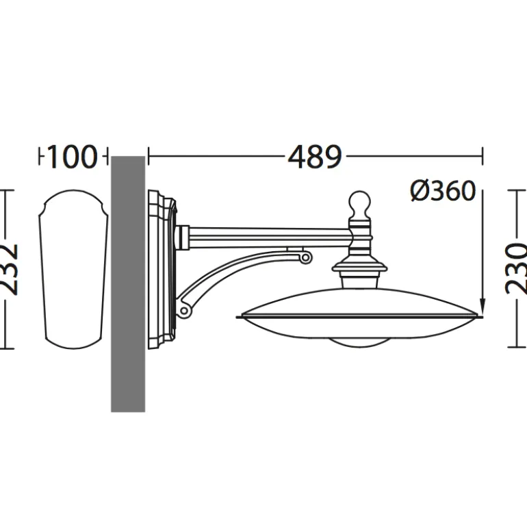 LED-Wandleuchte für außen mit IP65 und kurzem Arm
