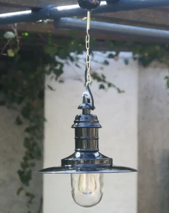 Maritime Pendel-Schirmleuchte mit Zylinderglas Ulm