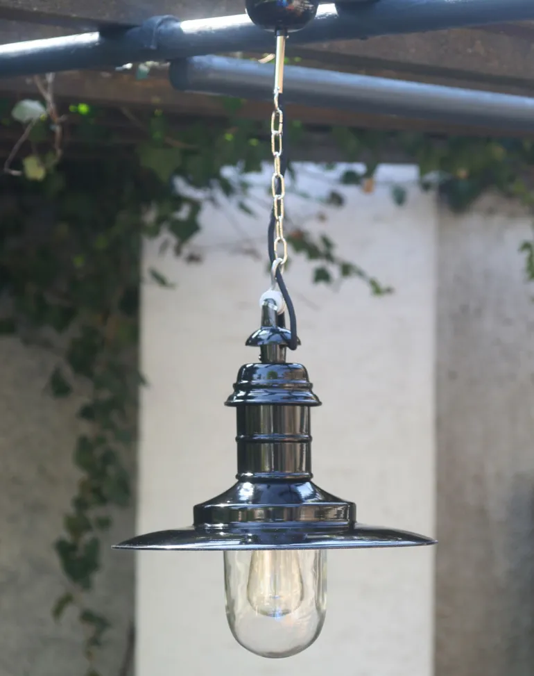Maritime Pendel-Schirmleuchte mit Zylinderglas Ulm