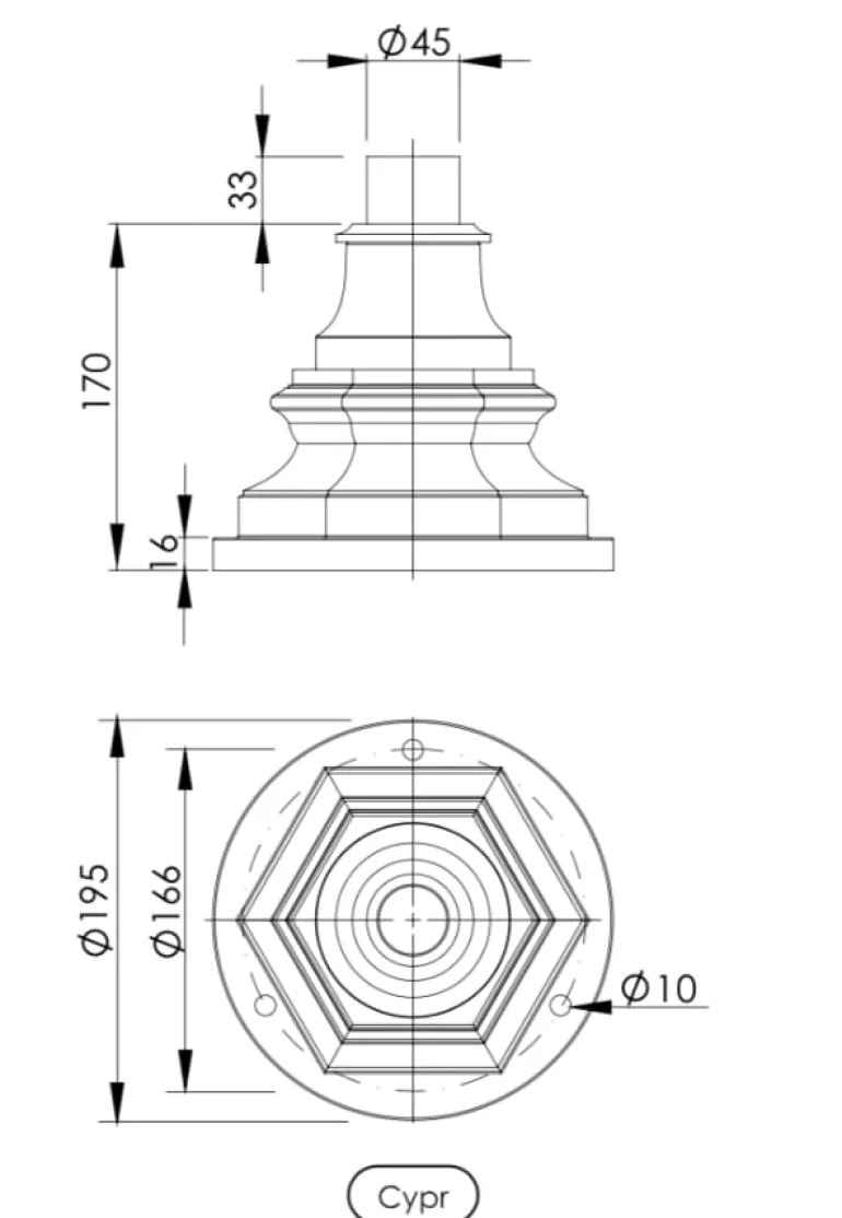 Mast CYPR mit Akanthusblattkelch 17 / 50 / 83 / 117 / 151 cm