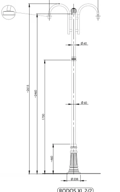 Mast mit Bogenarm RODOS XL 2/2 262 cm