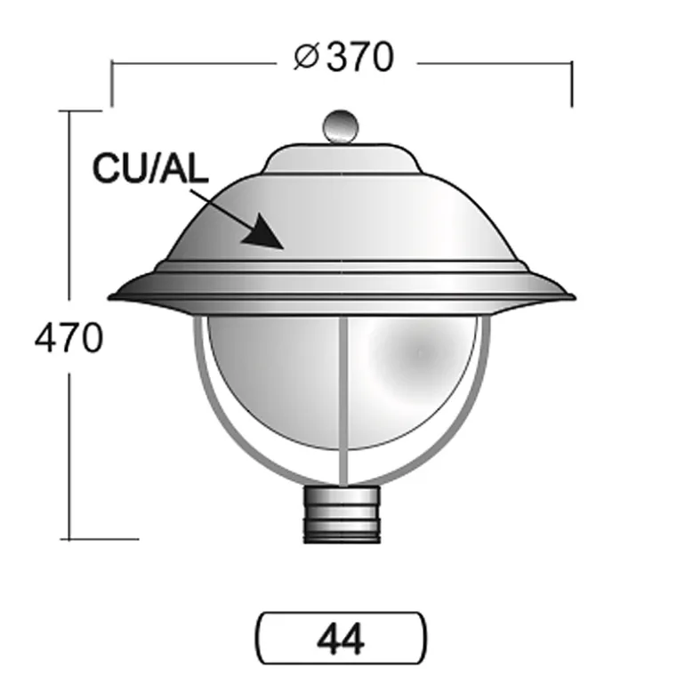 Mastleuchte mit Kupfer-Reflektorlampe S2T P1K.44