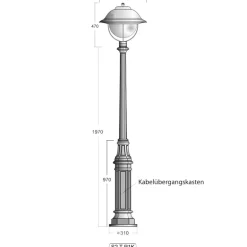 Mastleuchte mit Kupfer-Reflektorlampe S2T P1K.44