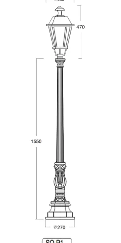 Mastleuchte mit vierseitiger Laterne SO P1.51 TL