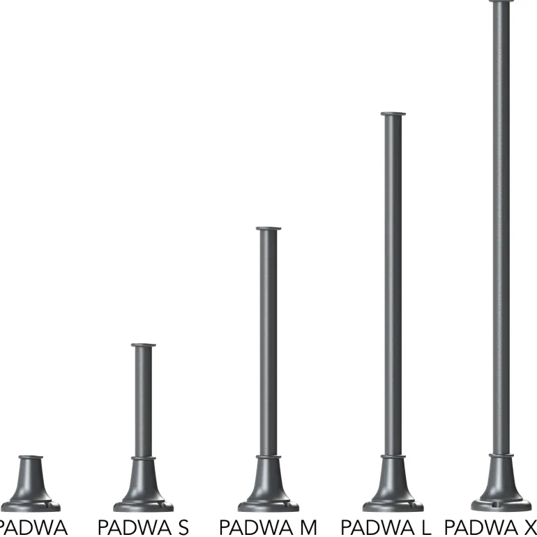 Mastserie PADWA mit rundem Sockel 16,5 / 50 / 83 / 117 / 151 cm