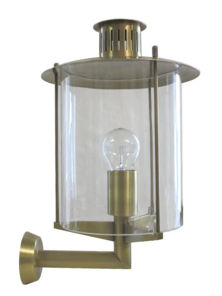 Messing Außenleuchte mit mundgeblasenen Kristallglaszyinder
