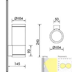 Messing Wandleuchte mit Rundglas Teres M3