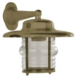 Messing-Wandlampe N° 75 mit gewelltem Rundglas