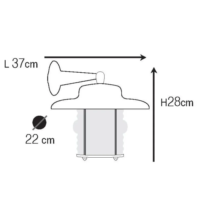 Messing-Wandlampe N° 75 mit gewelltem Rundglas