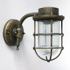 Messing-Wandlampe N° 816 mit Schutzglas am Ausleger