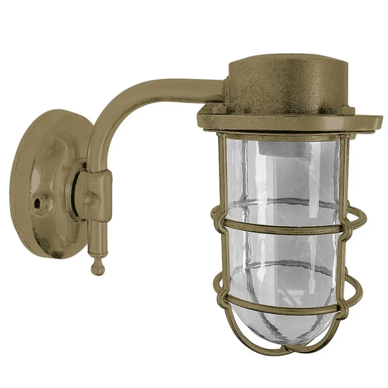 Messing-Wandlampe N° 816 mit Schutzglas am Ausleger