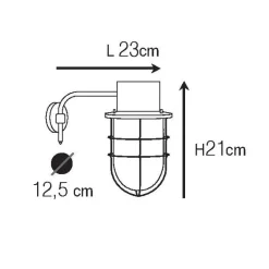 Messing-Wandlampe N° 816 mit Schutzglas am Ausleger