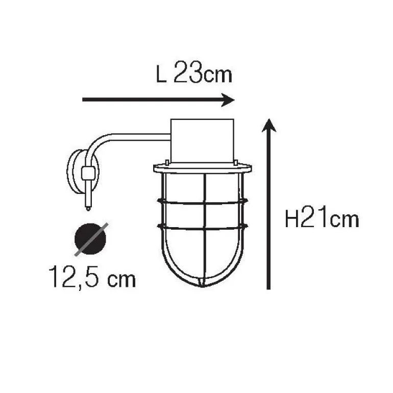 Messing-Wandlampe N° 816 mit Schutzglas am Ausleger