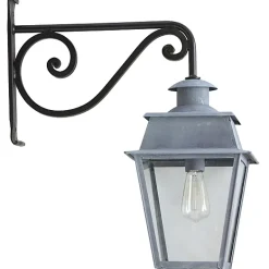 Messing-Wandleuchte Bordeaux mit Wandarm aus Schmiedeeisen
