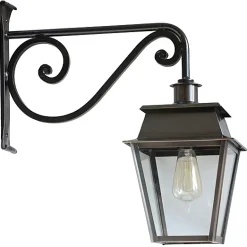 Messing-Wandleuchte Bordeaux mit Wandarm aus Schmiedeeisen