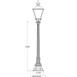 Niederrheinische Gussmast-Standleuchte SOT P1K.41