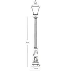 Niederrheinische Gussmast-Standleuchte SOT P1K.41