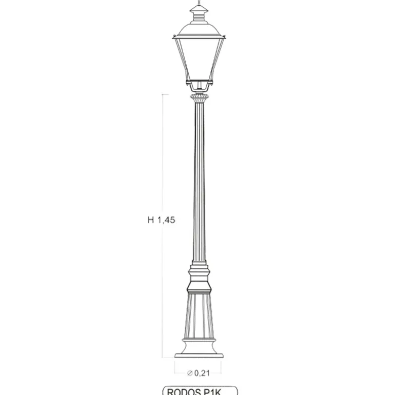 Niederrheinische Gussmast-Standleuchte RODOS P1K.41