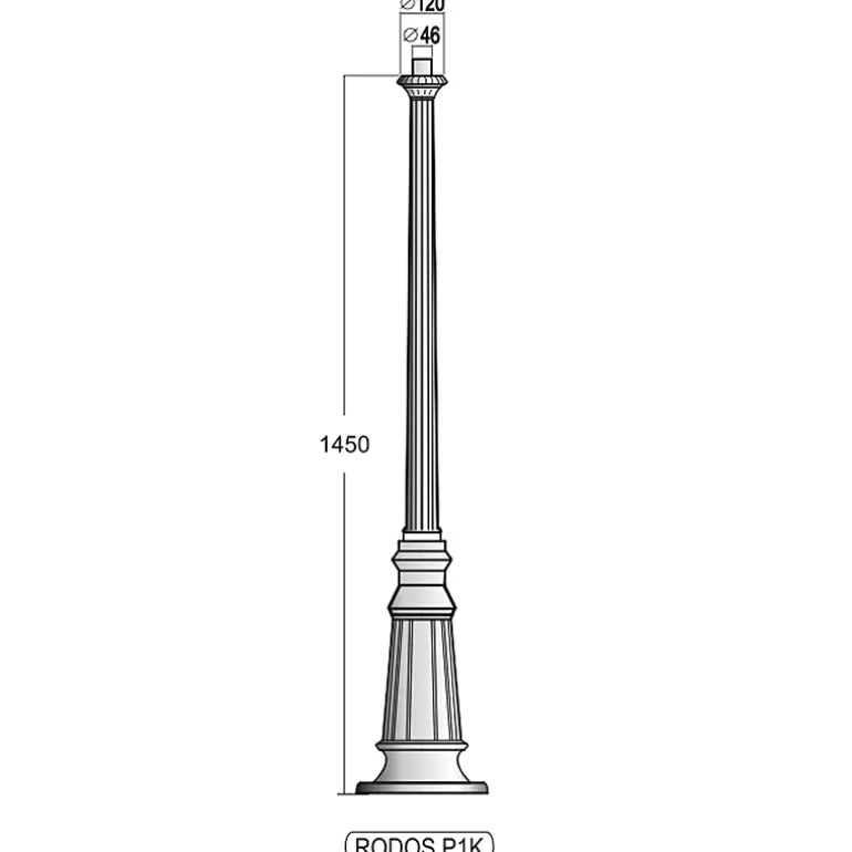 Niederrheinische Gussmast-Standleuchte RODOS P1K.41