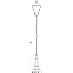 Niederrheinische Gussmast-Standleuchte RODOS P1K.41