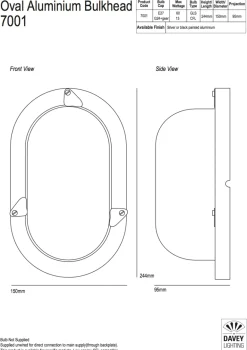Ovale Kabinenleuchte aus Aluminiumguss 7001
