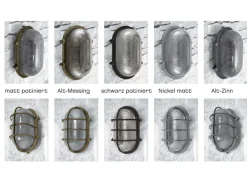 Ovale Messingwandleuchte mit Holophanglas