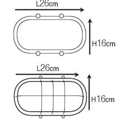 Ovale Messingwandleuchte mit Holophanglas