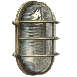 Ovale Messingwandleuchte mit Holophanglas
