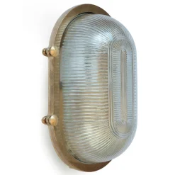 Ovale Messingwandleuchte mit Holophanglas