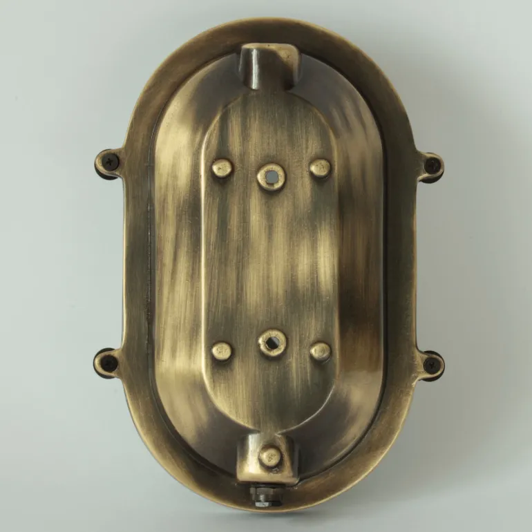 Ovale Messingwandleuchte mit Holophanglas