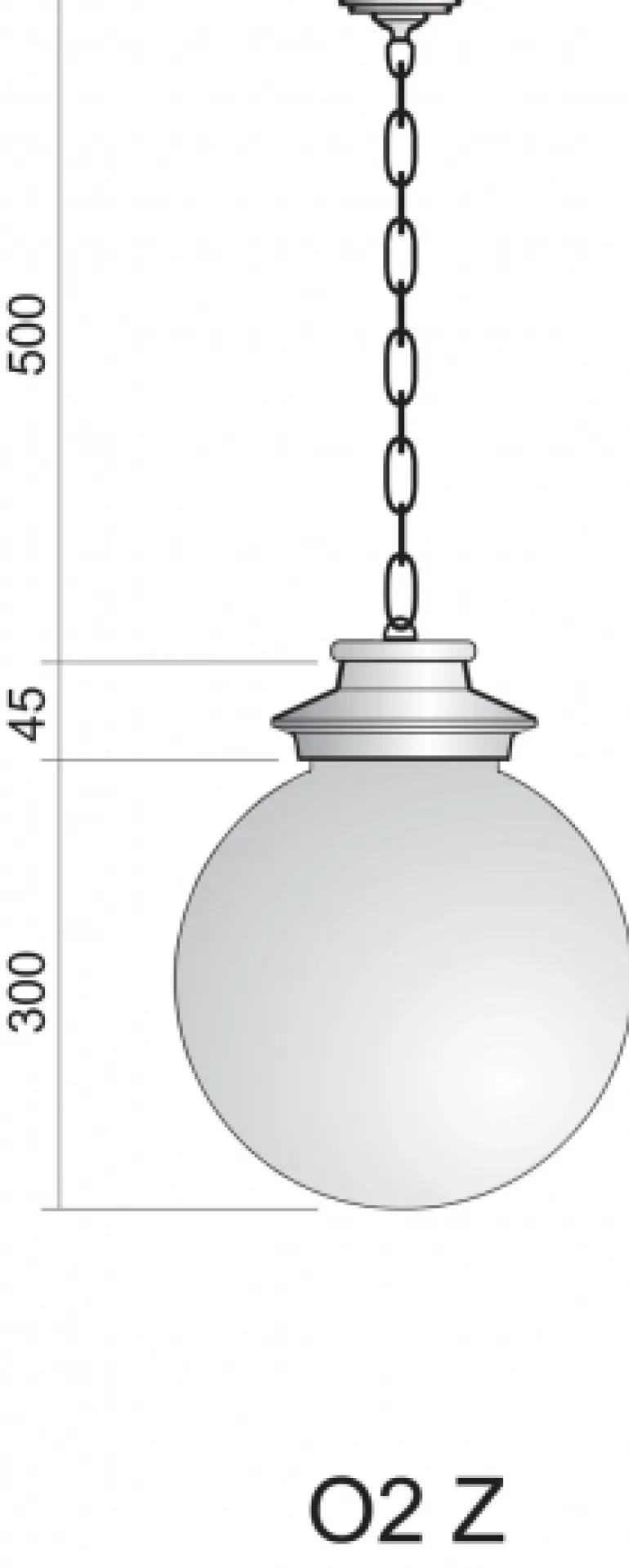 Pendelleuchte für außen mit Acrylglaskugel PL 01