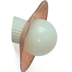 Porzellan Wandlampe mit flachem Kupferschirm WBCU 2024