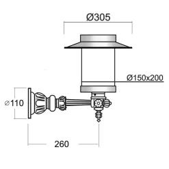 Schirm-Tubenleuchte mit Wandarm Danzig S/M.37 A3.B3
