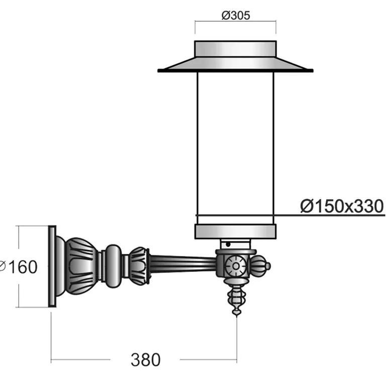 Schirm-Tubenleuchte mit Wandarm Danzig S/M.37 A3.B3