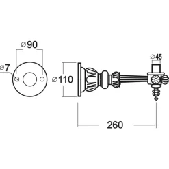Schirm-Tubenleuchte mit Wandarm Danzig S/M.37 A3.B3