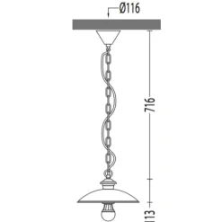 Schlichte Hängelampe für außen mit Kette