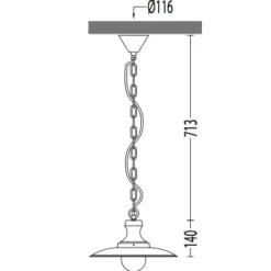 Schlichte Schirmlampe für Außen mit Kette