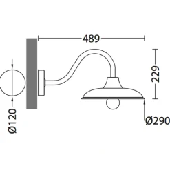 Schlichte Wandlampe für Außen mit Bogenarm