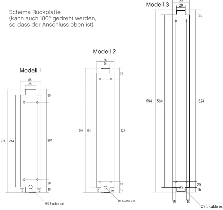 Schmale LED-Wandleuchte in drei Größen