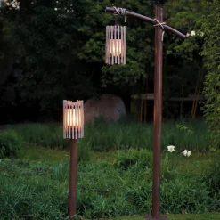Schmiedeeiserne Gartenleuchte mit Bambus-Design AL 6895 / 6896
