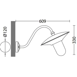 Schwanenhals-Wandlampe für außen, nach vorne gerichtet
