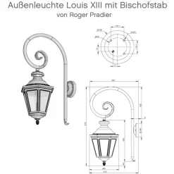 Sechsseitige Außenleuchte Louis XIII mit Bischofstab