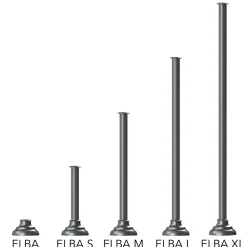 Sockel und Masten ELBA mit glatter Stange 9,5 / 43,5 / 76,5 / 109,5 / 144 cm