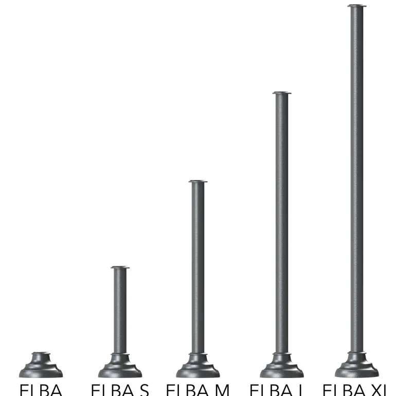 Sockel und Masten ELBA mit glatter Stange 9,5 / 43,5 / 76,5 / 109,5 / 144 cm