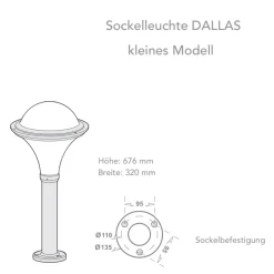 Sockelleuchte mit Polykarbonatglas Dallas