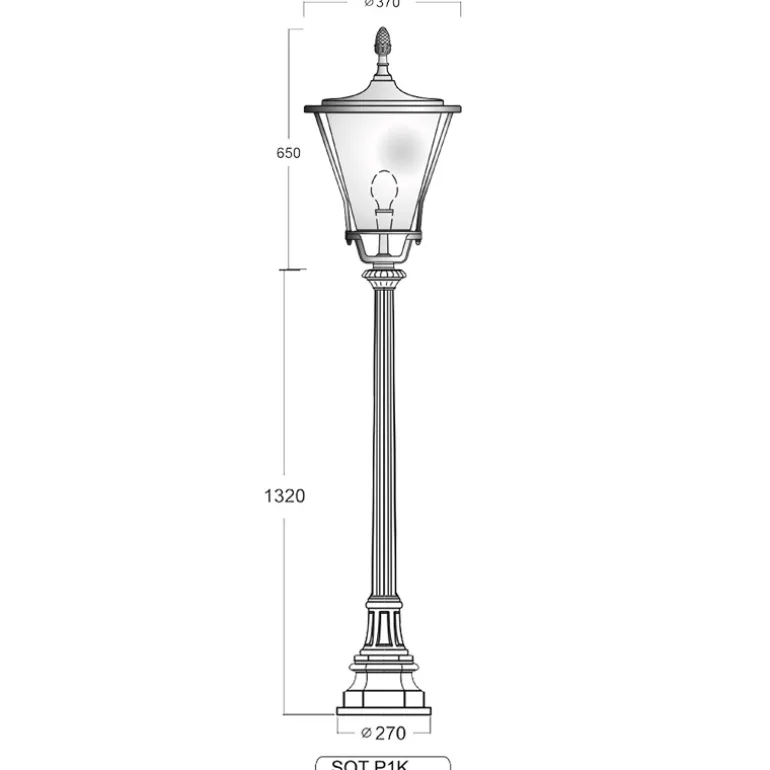 Standleuchte mit Glasmantellaterne SOT P1K 43