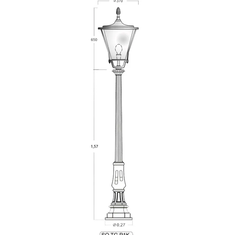 Standleuchte mit Glasmantellaterne SOT P1K 43