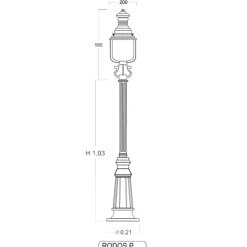 Standleuchte mit Guss-Mast Hamburg 30.Rodos P