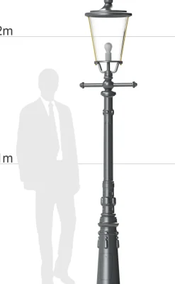 Standleuchte mit Leitereisen und Glasmantellaterne Hamburg.43